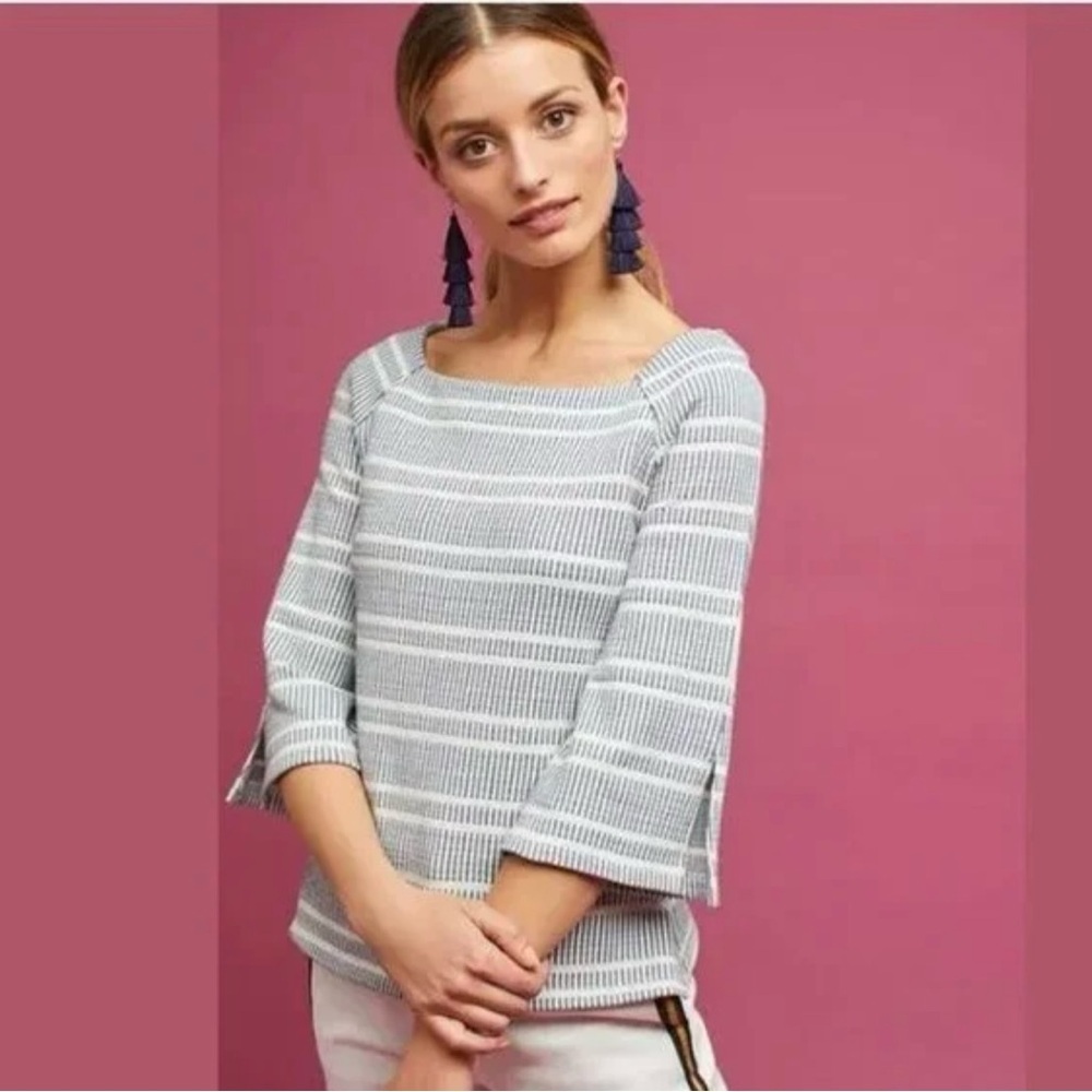 Anthropologie Postmark Square Neck 3/4 Sleeve Top size Xs